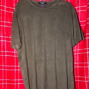 Large green forever 21 satin,( I think), like material short sleeve T shirt